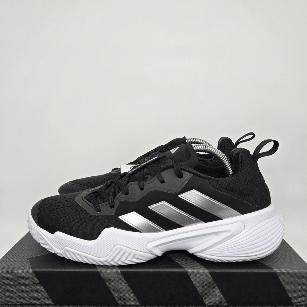 New Adidas Barricade 'Black Silver Metallic' Women's Tennis Shoes Size 7